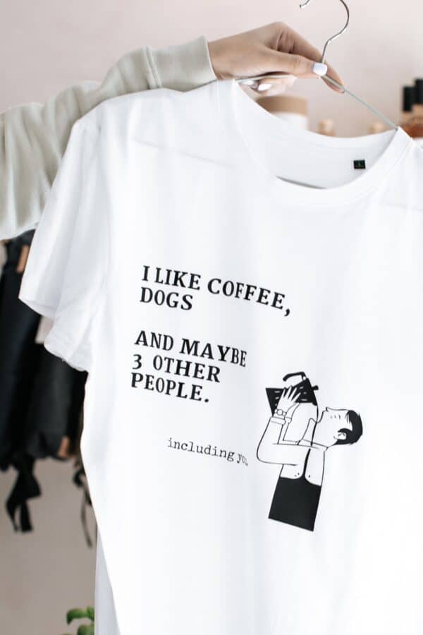 Black Giraffe T sark i like coffee dogs and maybe 3 other people scaled